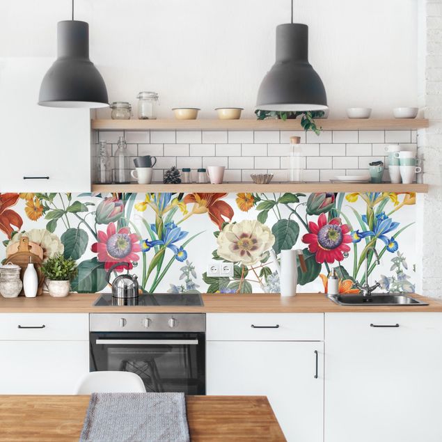 Küchenrückwand Muster Farbenfrohe Blumenpracht