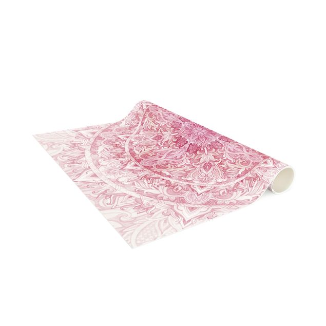 Teppich modern Mandala Aquarell Sonne Ornament rosa