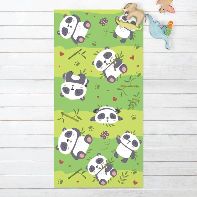 Aussen Teppich Süße Pandabären auf Grüner Wiese