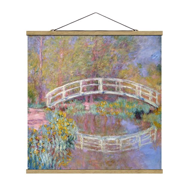 Stoffbilder mit Holzleisten Claude Monet - Brücke Monets Garten