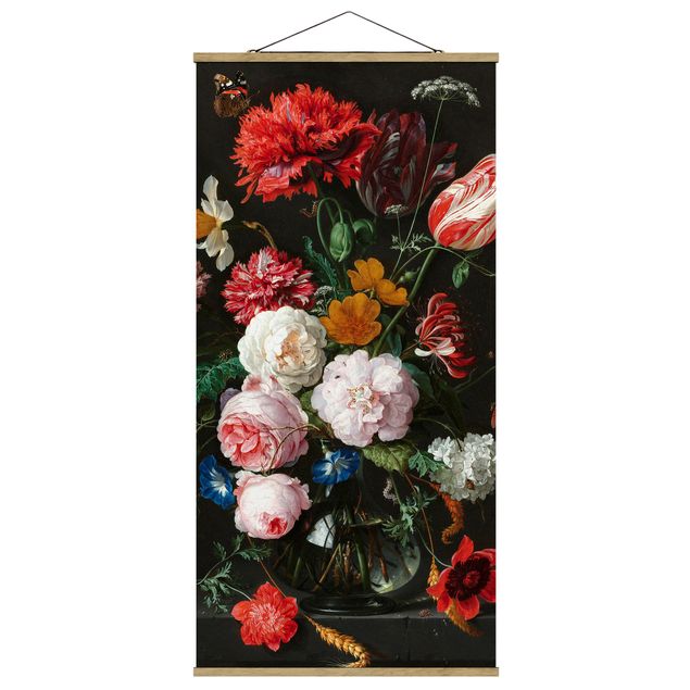 Stoffbilder zum Aufhängen Jan Davidsz de Heem - Stillleben mit Blumen in einer Glasvase