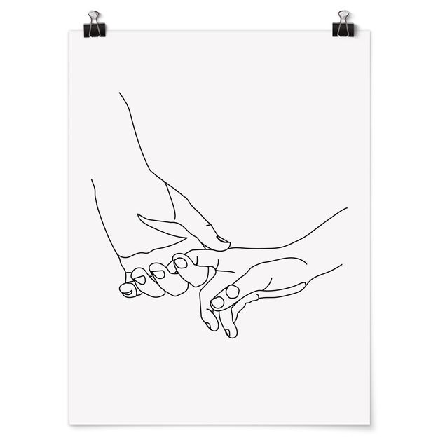 Poster - Zärtliche Hände Line Art - Hochformat 4:3