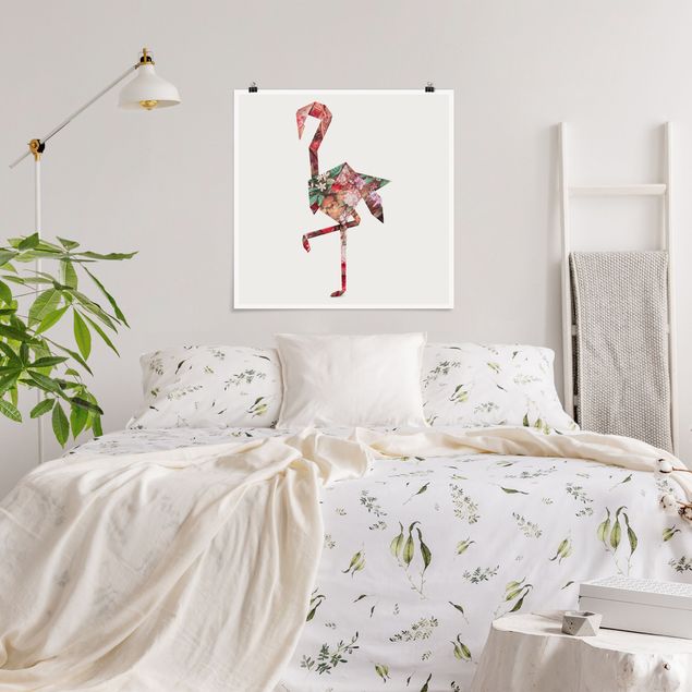 Kunstkopie Poster Origami Flamingo