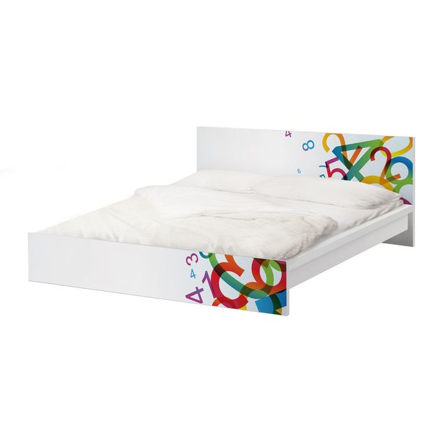 Möbelfolie für IKEA Malm Bett niedrig 180x200cm - Klebefolie Colourful Numbers