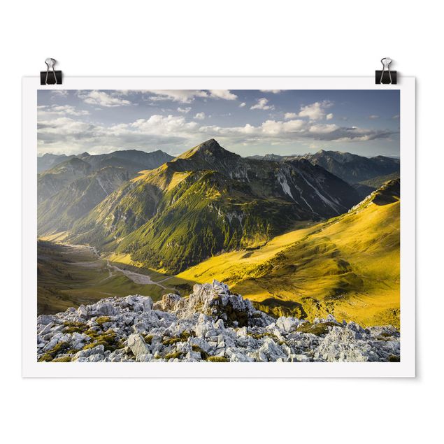Poster - Berge und Tal der Lechtaler Alpen in Tirol - Querformat 3:4