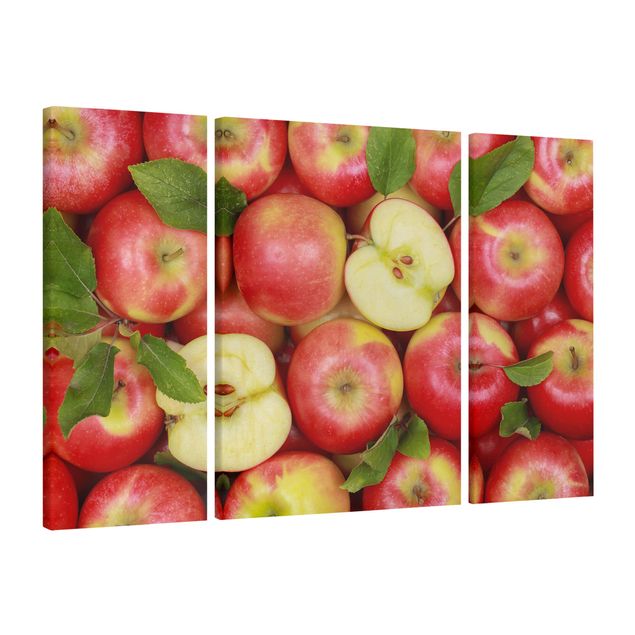 Leinwandbild 3-teilig - Saftige Äpfel - Triptychon