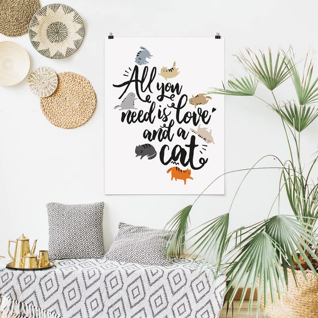 Poster Illustration All you need is love and a cat