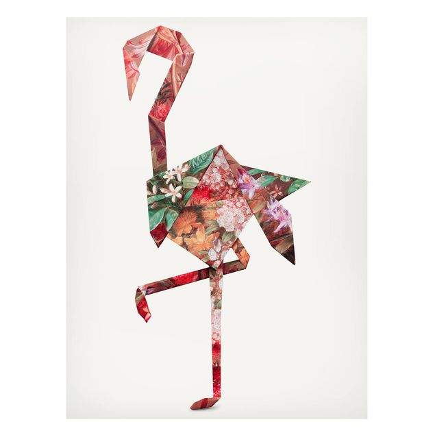 Magnettafel Blumen Origami Flamingo