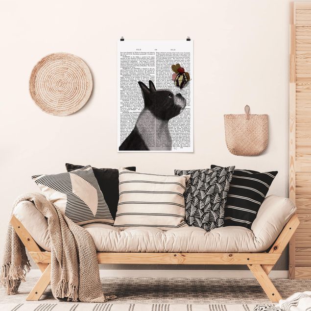 Poster Illustration Tierlektüre - Terrier mit Eis