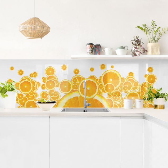 Küchenrückwand Obst Retro Orange Pattern II