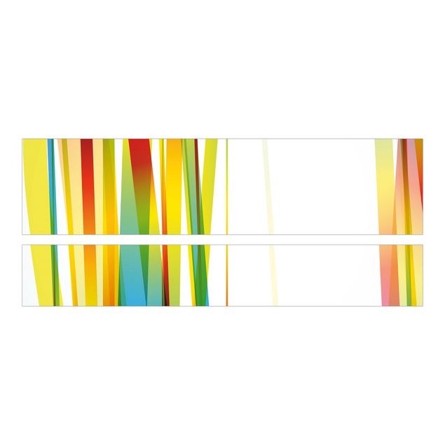 Möbelfolie für IKEA Malm Bett niedrig 180x200cm - Klebefolie Rainbow Stripes