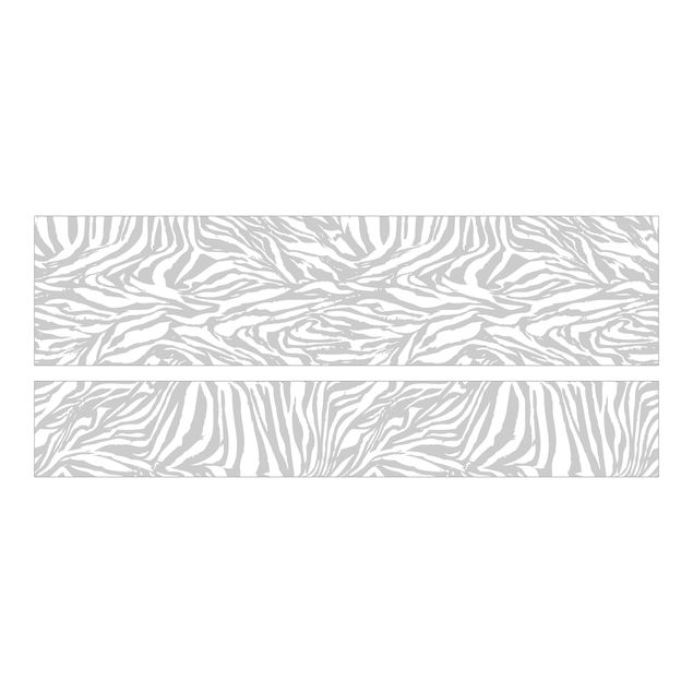 Klebefolie Malm Bett Zebra Design hellgrau Streifenmuster