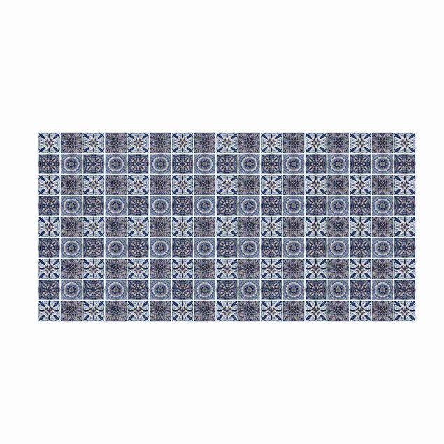 Moderner Teppich Orientalischer Mandala Mustermix mit Blau und Gold