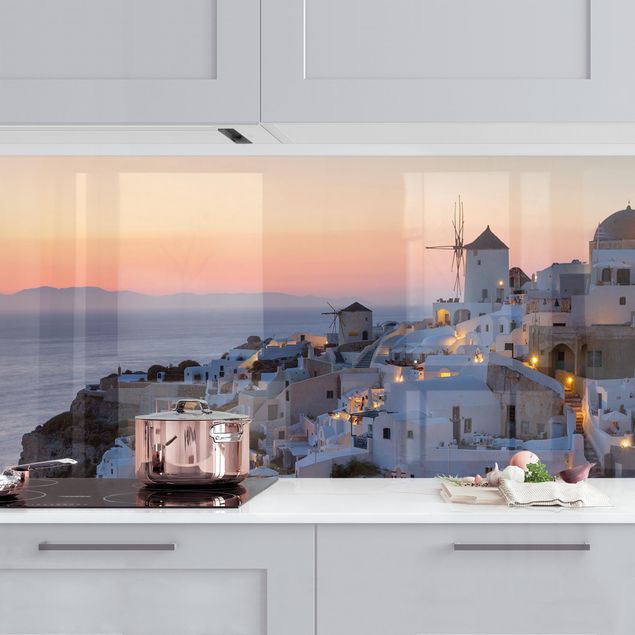 Küchenrückwände Platte Santorini bei Nacht