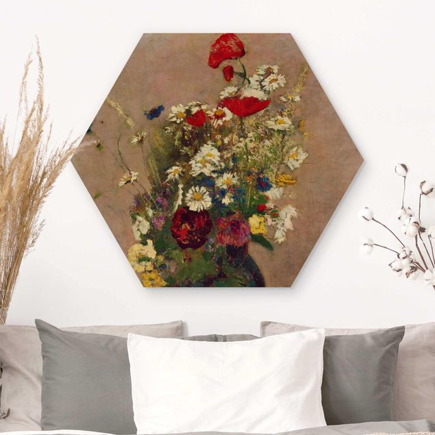 Moderne Holzbilder Odilon Redon - Blumenvase mit Mohn