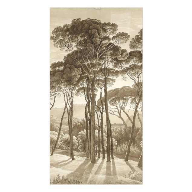 Duschrückwände Hendrik Voogd Landschaft mit Bäumen in Beige
