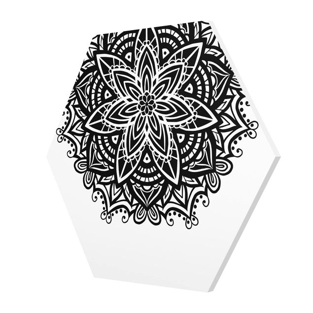 Hexagon Bild Forex - Mandala Blüte mit Herz