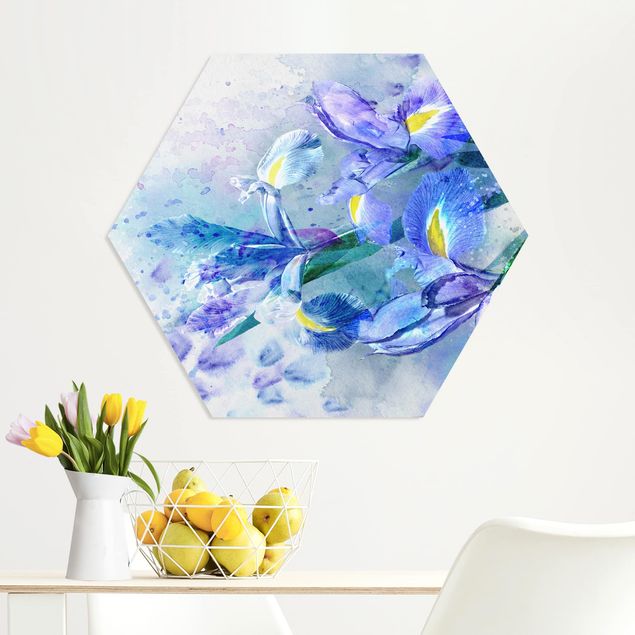 Wandbilder Aquarell Blumen Iris