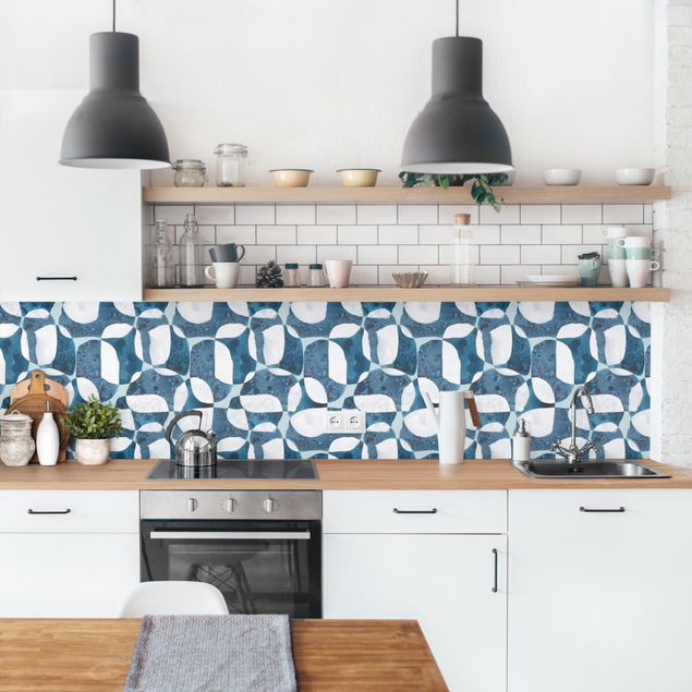 Küchenrückwände Platte Lebende Steine Muster in Blau II