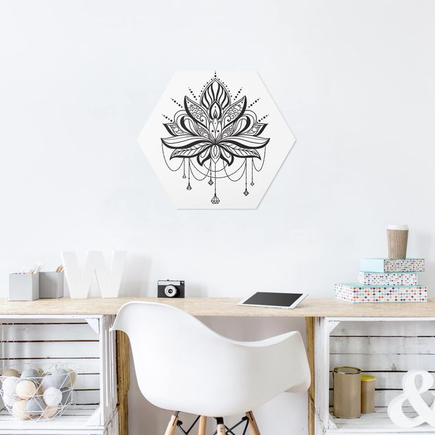 Hexagon Wandbilder Lotus mit Ketten