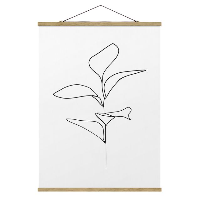 Schöne Wandbilder Line Art Pflanze Blätter Schwarz Weiß