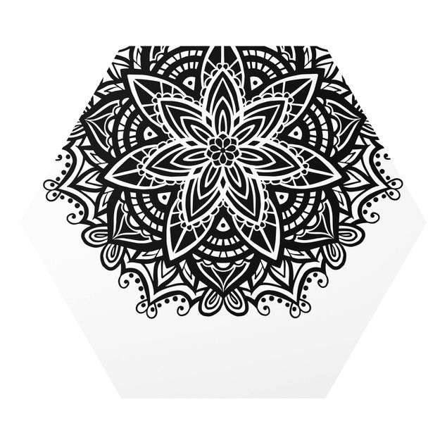 Hexagon Bild Forex - Mandala Blüte mit Herz