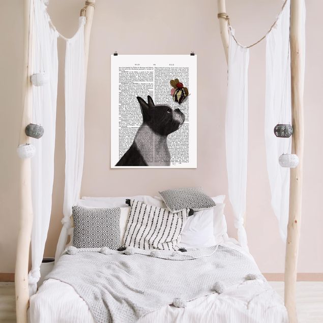 Poster Kunstdruck Tierlektüre - Terrier mit Eis