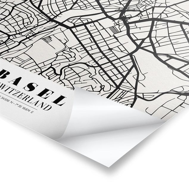 Poster - Stadtplan Basel - Klassik - Hochformat 3:4