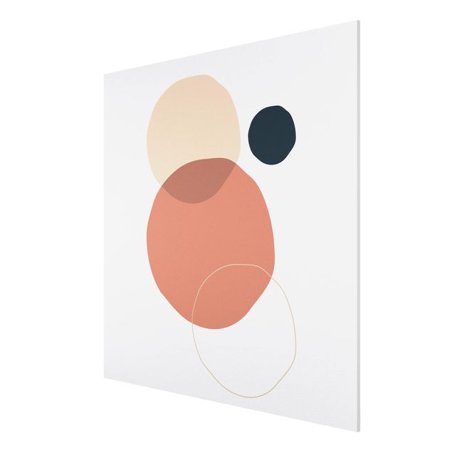 Forex Fine Art Print - Line Art Kreise Pastell - Quadrat 1:1