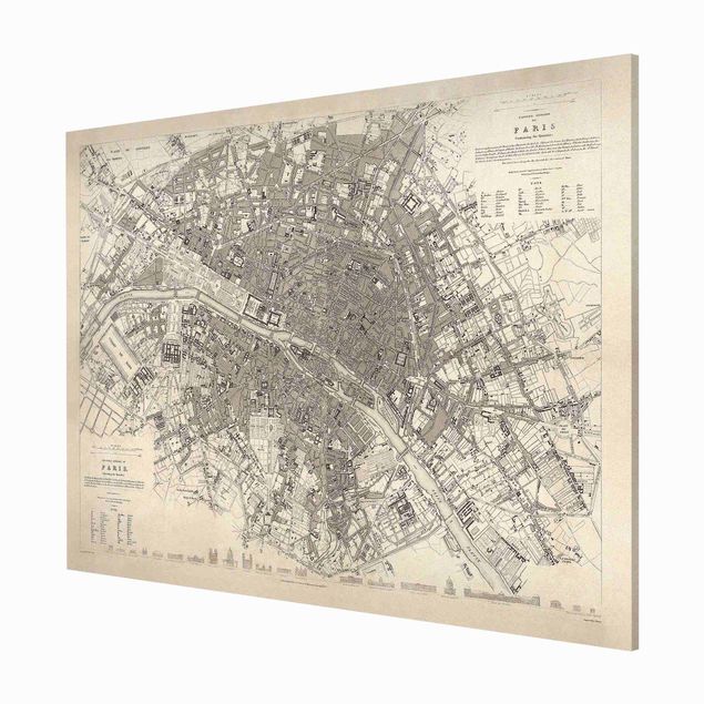 Bilder für die Wand Vintage Stadtplan Paris