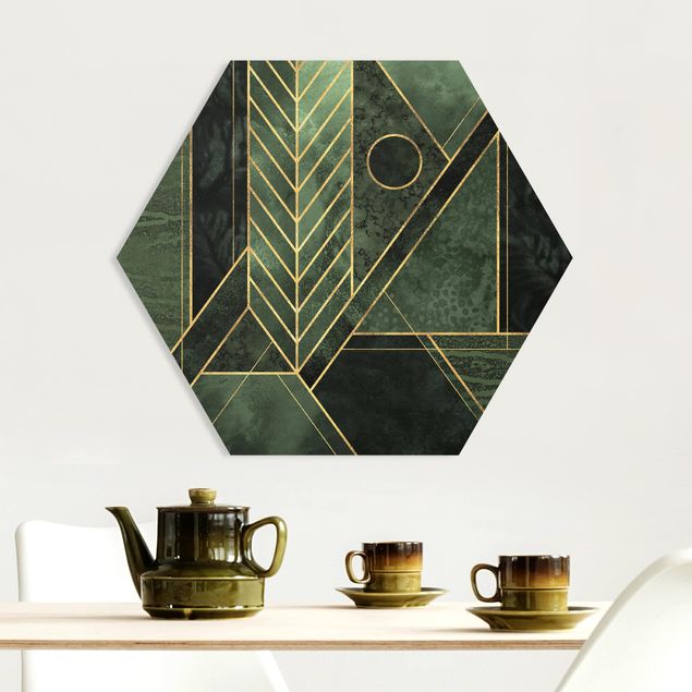 Abstrakte Kunst Geometrische Formen Smaragd Gold