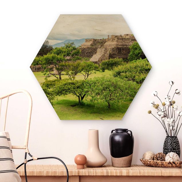 Holzbild Natur Pyramide von Monte Alban