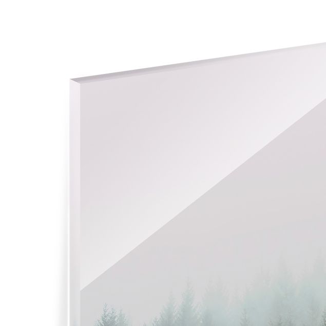 Spritzschutz Glas - Wald im Nebel Dämmerung - Quadrat 1:1