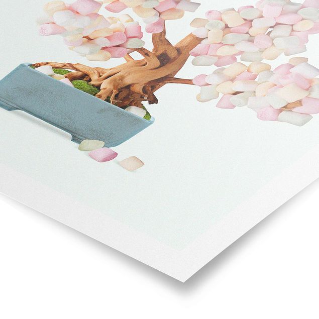 Poster - Jonas Loose - Bonsai mit Marshmallows - Quadrat 1:1