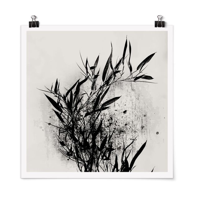 Bilder für die Wand Grafische Pflanzenwelt - Schwarzer Bambus