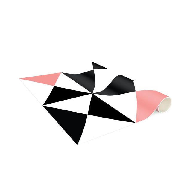 Teppich modern Geometrisches Muster große Dreiecke Farbakzent Altrosa