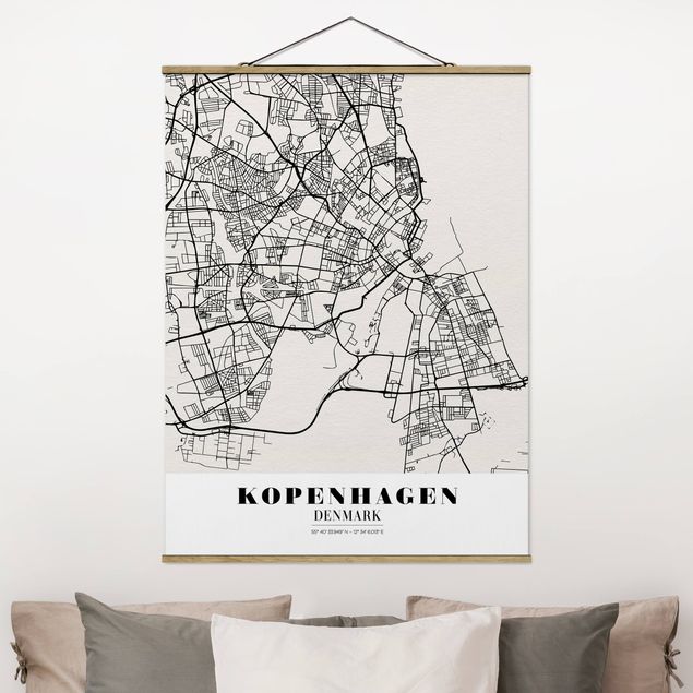 Wandbilder Stadtplan Kopenhagen - Klassik