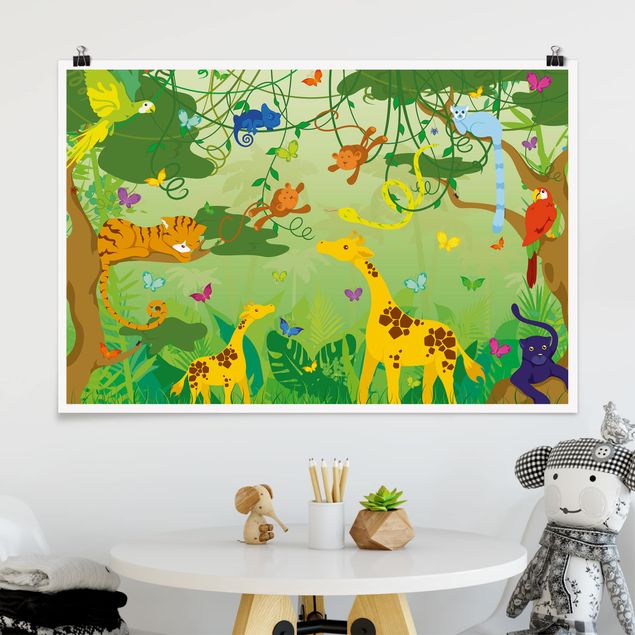 Wandbilder Tiere No.IS87 Dschungelspiel