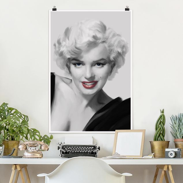 Wandposter Schwarz-Weiß Marilyn auf Sofa