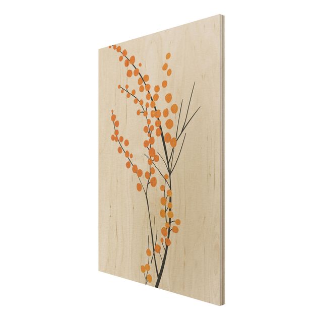 Bilder auf Holz Grafische Pflanzenwelt - Beeren Orange