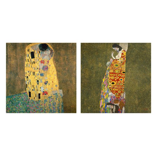 Moderne Leinwandbilder Wohnzimmer Gustav Klimt - Kuss und Hoffnung