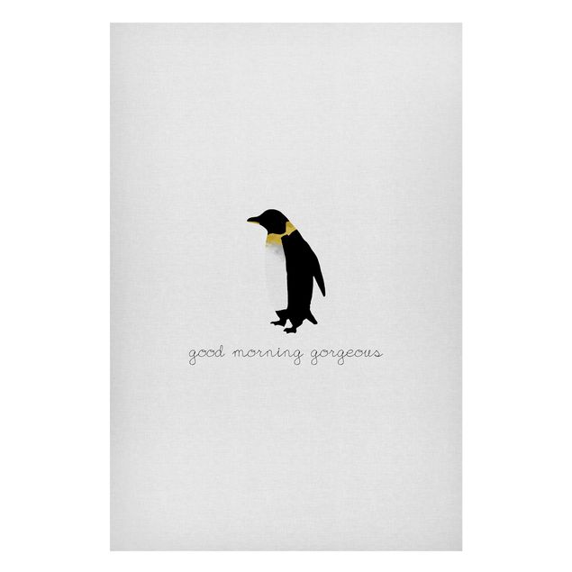 Magnettafel schwarz Pinguin Zitat Good Morning Gorgeous