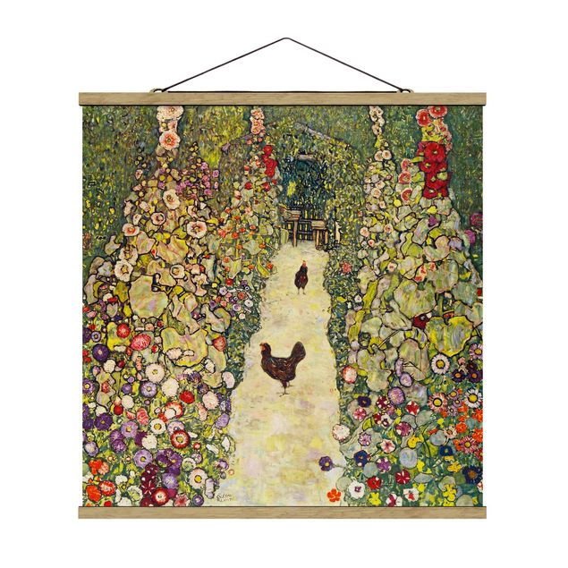 Stoffbilder zum Aufhängen Gustav Klimt - Gartenweg mit Hühnern