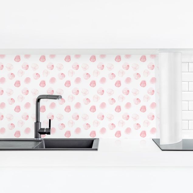 Küchenrückwände selbstklebend Aquarell Punkte Rosa I