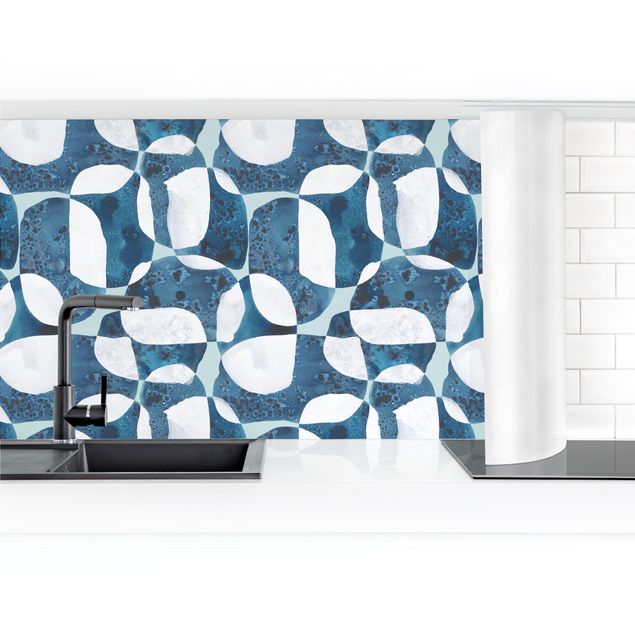 Glasrückwand Küche Muster Lebende Steine Muster in Blau II