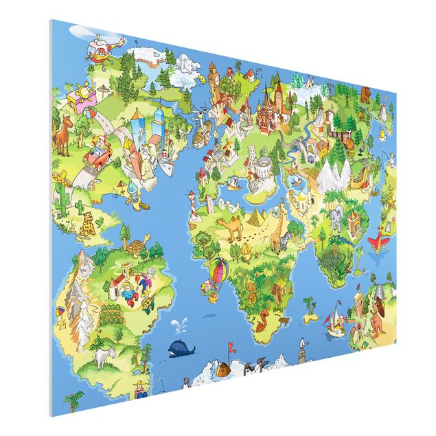 Foto auf Hartschaumplatte Great and Funny Worldmap