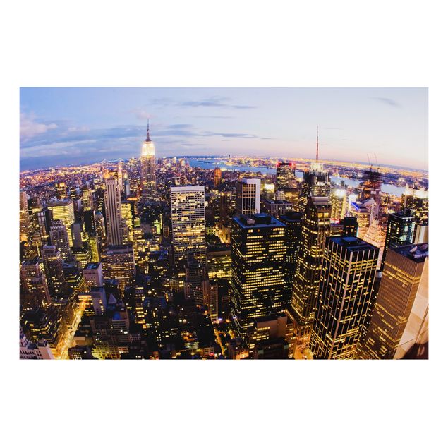 Foto auf Alu Dibond New York Skyline bei Nacht