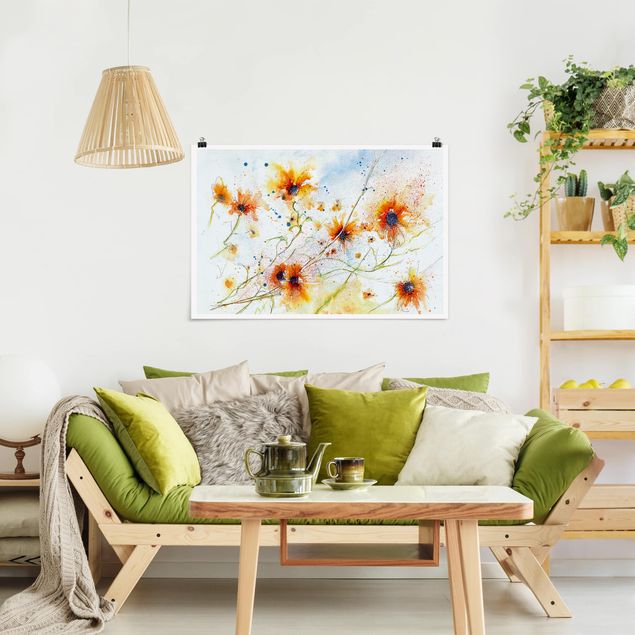 Poster Aquarell Painted Flowers