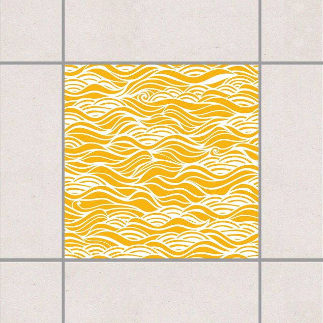 Fliesenfolie Muster Sie träumten von zarten Wellen am Meer Melon Yellow Gelb