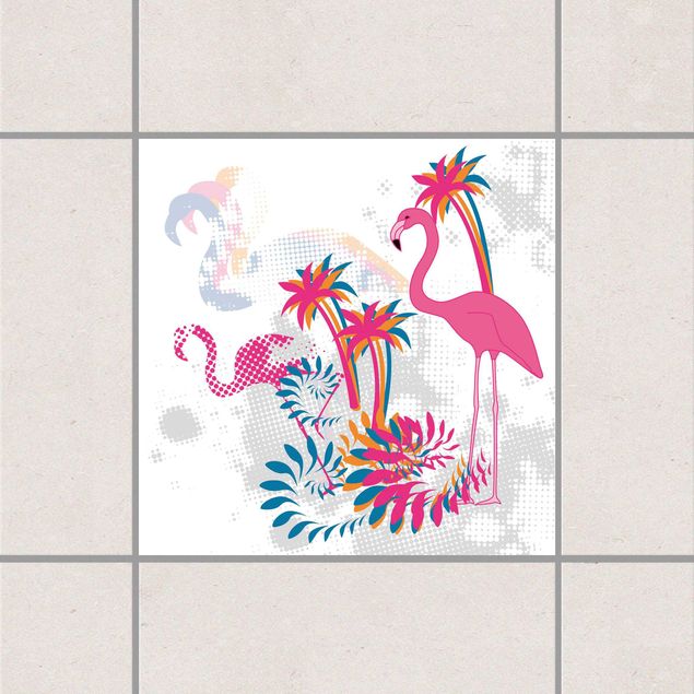 Fliesenaufkleber Muster Tanz der Flamingos